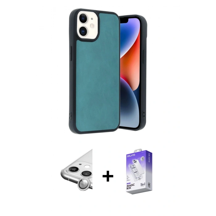 MARSİLYAN™- iPhone 11 Kılıf Kıvılcım Işık Serisi - Siyah Bilvis 5in1 3D Magic Cam Ekran Koruyucu + Raze Metal Kamera Lens - GS