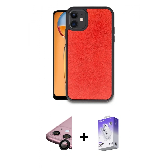 MARSİLYAN™- iPhone 11 Kılıf Kıvılcım Işık Serisi - Siyah Bilvis 5in1 3D Magic Cam Ekran Koruyucu + Raze Metal Kamera Lens - SH