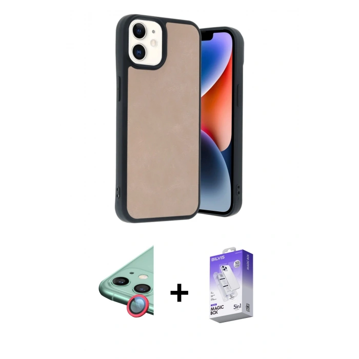 MARSİLYAN™- iPhone 11 Kılıf Kıvılcım Işık Serisi - Siyah Bilvis 5in1 3D Magic Cam Ekran Koruyucu + Raze Metal Kamera Lens - KI