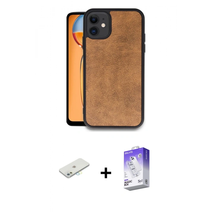 MARSİLYAN™- iPhone 11 Kılıf Kıvılcım Işık Serisi - Siyah Bilvis 5in1 3D Magic Cam Ekran Koruyucu + Renkli Kamera Lens Koruma Cam - SI