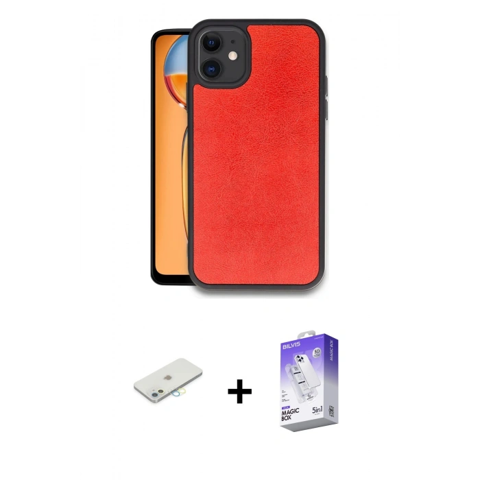 MARSİLYAN™- iPhone 11 Kılıf Kıvılcım Işık Serisi - Siyah Bilvis 5in1 3D Magic Cam Ekran Koruyucu + Renkli Kamera Lens Koruma Cam - SI