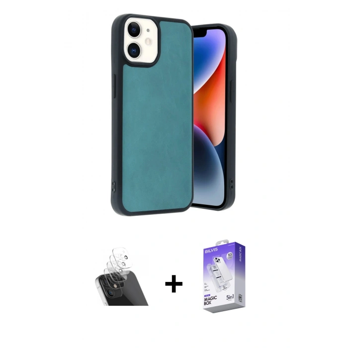 MARSİLYAN™- iPhone 11 Kılıf Kıvılcım Işık Serisi - Siyah Bilvis 5in1 3D Magic Cam Ekran Koruyucu + Kamera Lens Koruma Cam - SF