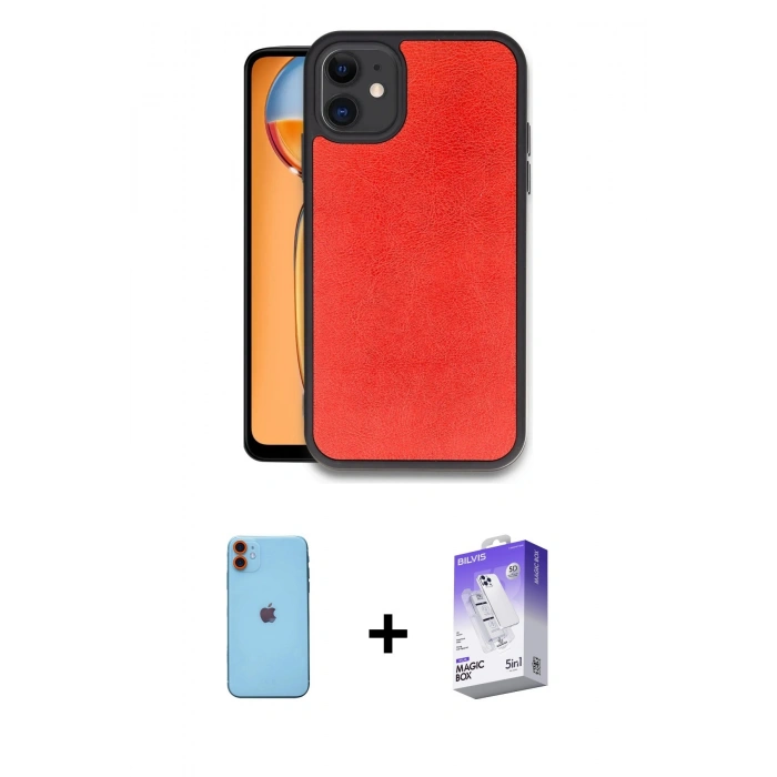 MARSİLYAN™- iPhone 11 Kılıf Kıvılcım Işık Serisi - Siyah Bilvis 5in1 3D Magic Cam Ekran Koruyucu + Neon Fosforlu Kamera Lens - TU