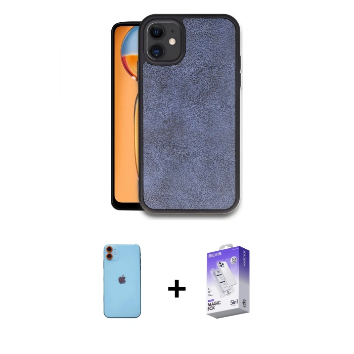MARSİLYAN™- iPhone 11 Kılıf Kıvılcım Işık Serisi - Siyah Bilvis 5in1 3D Magic Cam Ekran Koruyucu + Neon Fosforlu Kamera Lens - TU