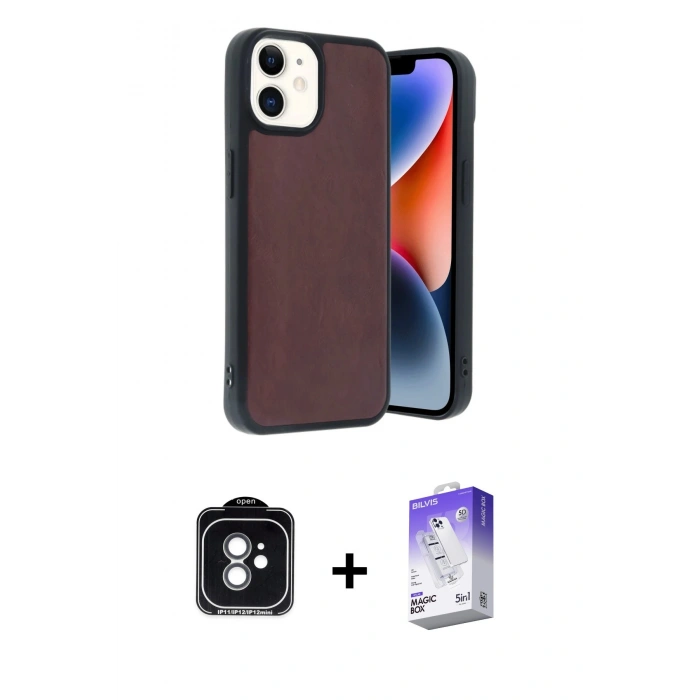 MARSİLYAN™- iPhone 11 Kılıf Kıvılcım Işık Serisi - Siyah Bilvis 5in1 3D Magic Cam Ekran Koruyucu + Yeşil PVD Metal Kamera Lens
