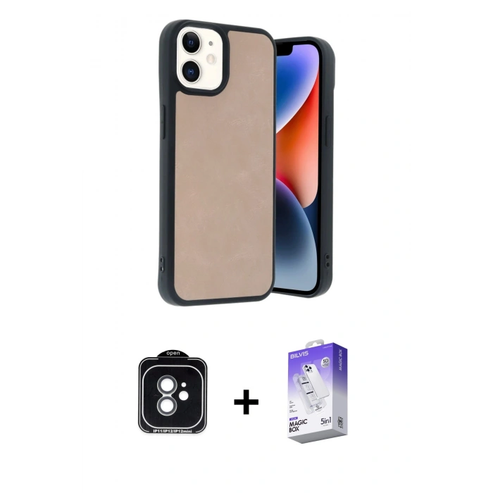 MARSİLYAN™- iPhone 11 Kılıf Kıvılcım Işık Serisi - Siyah Bilvis 5in1 3D Magic Cam Ekran Koruyucu + Yeşil PVD Metal Kamera Lens