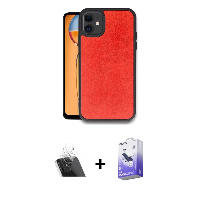 MARSİLYAN™- iPhone 11 Kılıf Kıvılcım Işık Serisi - Siyah Bilvis 5in1 5D Magic Hayalet Cam Ekran Koruyucu + Kamera Lens Koruma Cam - SF