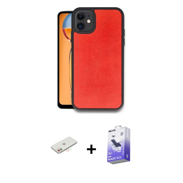 MARSİLYAN™- iPhone 11 Kılıf Kıvılcım Işık Serisi - Siyah Bilvis 5in1 5D Magic Hayalet Cam Ekran Koruyucu + Renkli Kamera Lens Koruma Cam - YL