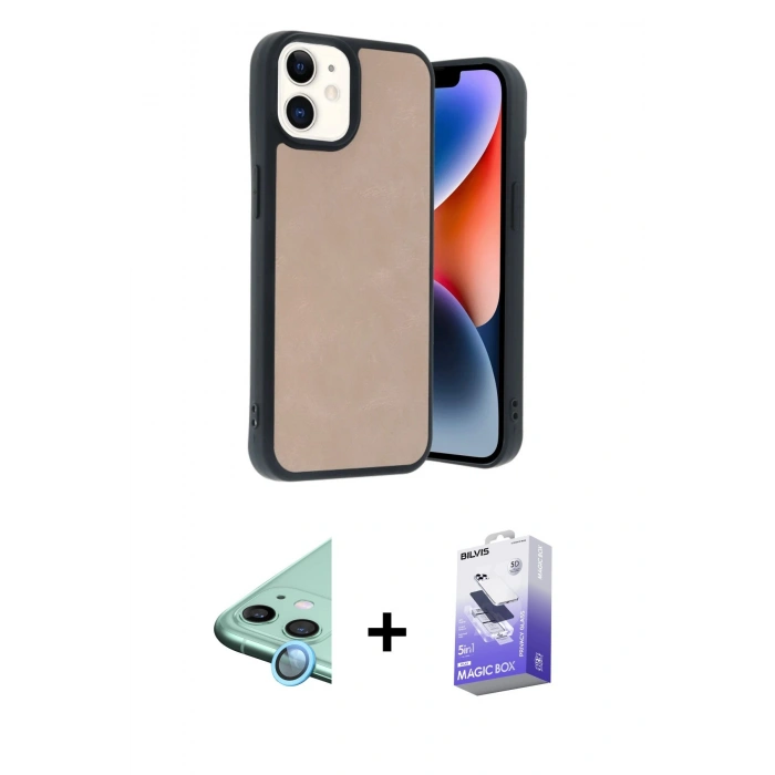MARSİLYAN™- iPhone 11 Kılıf Kıvılcım Işık Serisi - Siyah Bilvis 5in1 5D Magic Hayalet Cam Ekran Koruyucu + Raze Metal Kamera Lens - MI