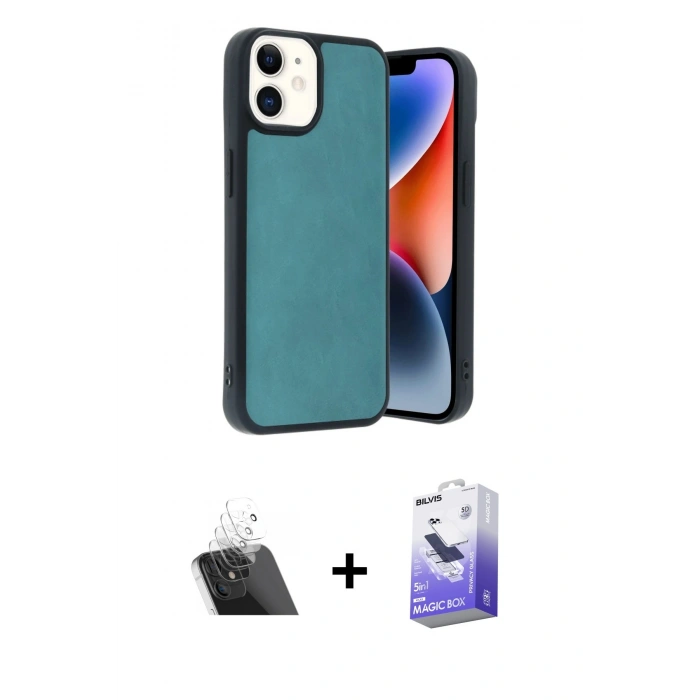 MARSİLYAN™- iPhone 11 Kılıf Kıvılcım Işık Serisi - Siyah Bilvis 5in1 5D Magic Hayalet Cam Ekran Koruyucu + Kamera Lens Koruma Cam - SF