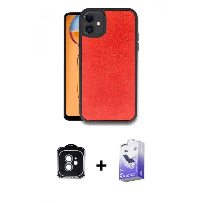 MARSİLYAN™- iPhone 11 Kılıf Kıvılcım Işık Serisi - Siyah Bilvis 5in1 5D Magic Hayalet Cam Ekran Koruyucu + PVD Metal Kamera Lens - MI
