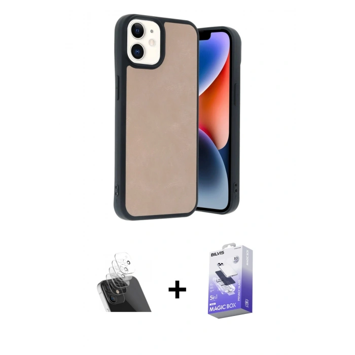MARSİLYAN™- iPhone 11 Kılıf Kıvılcım Işık Serisi - Siyah Bilvis 5in1 5D Magic Hayalet Cam Ekran Koruyucu + Kamera Lens Koruma Cam - SF