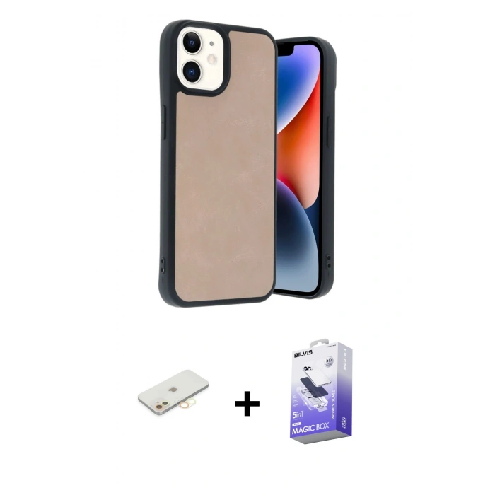 MARSİLYAN™- iPhone 11 Kılıf Kıvılcım Işık Serisi - Siyah Bilvis 5in1 5D Magic Hayalet Cam Ekran Koruyucu + Renkli Kamera Lens Koruma Cam - SI
