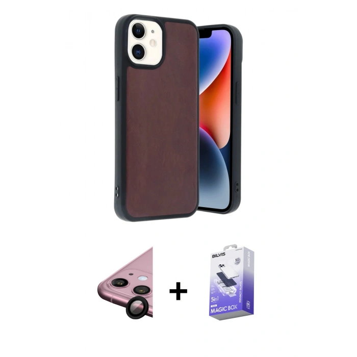 MARSİLYAN™- iPhone 11 Kılıf Kıvılcım Işık Serisi - Siyah Bilvis 5in1 5D Magic Hayalet Cam Ekran Koruyucu + Raze Metal Kamera Lens - SH