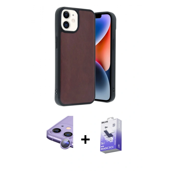 MARSİLYAN™- iPhone 11 Kılıf Kıvılcım Işık Serisi - Siyah Bilvis 5in1 5D Magic Hayalet Cam Ekran Koruyucu + Raze Metal Kamera Lens - MR