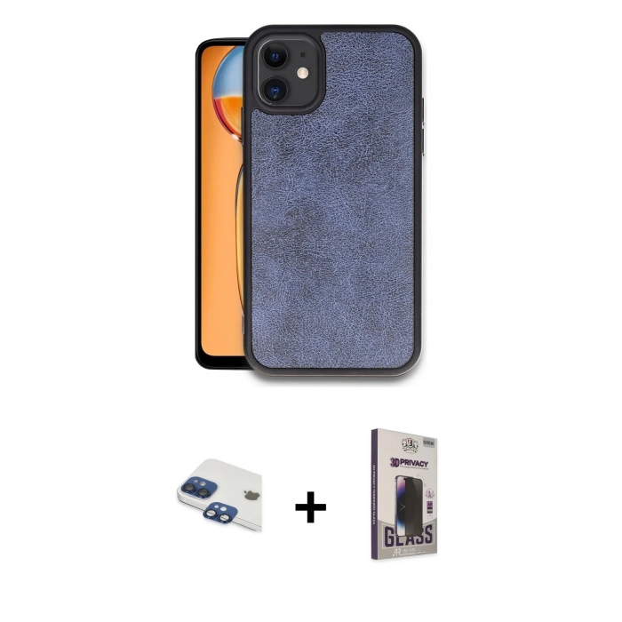 MARSİLYAN™- iPhone 11 Kılıf Kıvılcım Işık Serisi - Siyah Bilvis Hayalet Cam Ekran Koruyucu + Pers Alüminyum Kamera Lens - LT