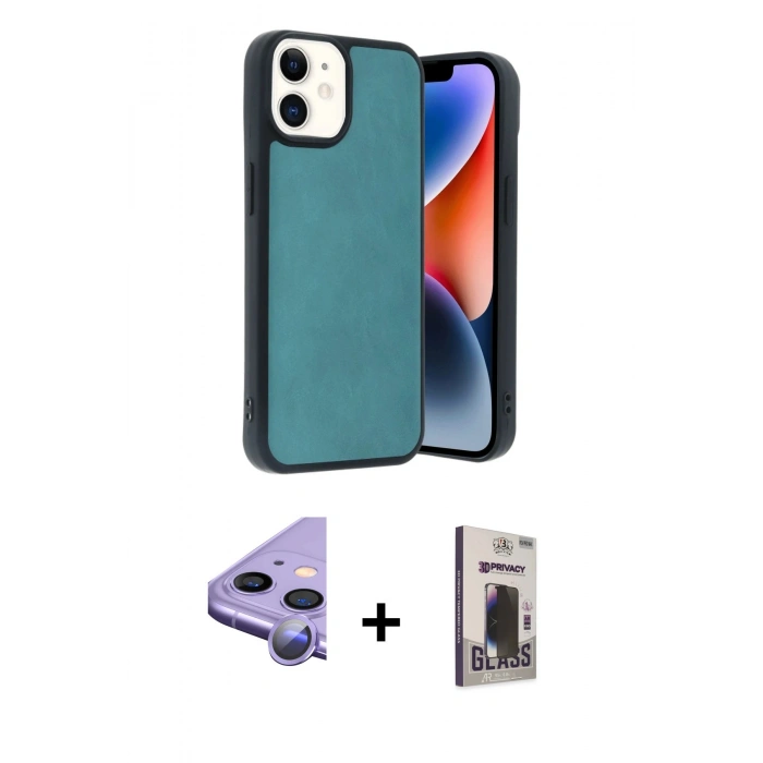 MARSİLYAN™- iPhone 11 Kılıf Kıvılcım Işık Serisi - Siyah Bilvis Hayalet Cam Ekran Koruyucu + Raze Metal Kamera Lens - MR