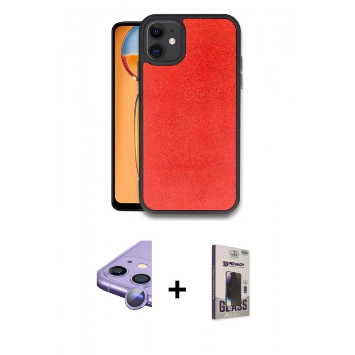 MARSİLYAN™- iPhone 11 Kılıf Kıvılcım Işık Serisi - Siyah Bilvis Hayalet Cam Ekran Koruyucu + Raze Metal Kamera Lens - MR