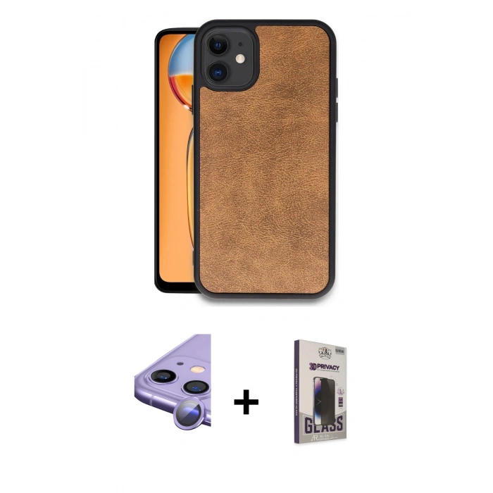 MARSİLYAN™- iPhone 11 Kılıf Kıvılcım Işık Serisi - Siyah Bilvis Hayalet Cam Ekran Koruyucu + Raze Metal Kamera Lens - MR