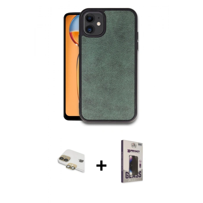 MARSİLYAN™- iPhone 11 Kılıf Kıvılcım Işık Serisi - Siyah Bilvis Hayalet Cam Ekran Koruyucu + Pers Alüminyum Kamera Lens - GD