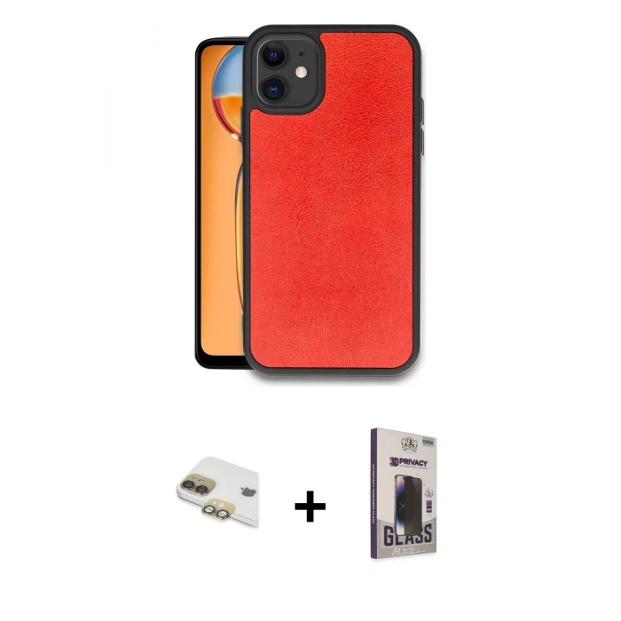 MARSİLYAN™- iPhone 11 Kılıf Kıvılcım Işık Serisi - Siyah Bilvis Hayalet Cam Ekran Koruyucu + Pers Alüminyum Kamera Lens - GD