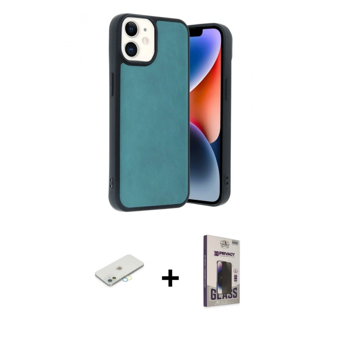 MARSİLYAN™- iPhone 11 Kılıf Kıvılcım Işık Serisi - Siyah Bilvis Hayalet Cam Ekran Koruyucu + Renkli Kamera Lens Koruma Cam - SI