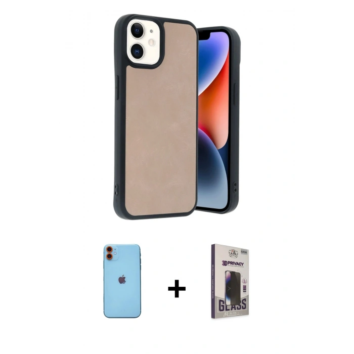 MARSİLYAN™- iPhone 11 Kılıf Kıvılcım Işık Serisi - Siyah Bilvis Hayalet Cam Ekran Koruyucu + Neon Fosforlu Kamera Lens - TU
