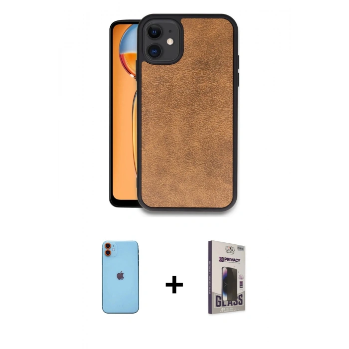 MARSİLYAN™- iPhone 11 Kılıf Kıvılcım Işık Serisi - Siyah Bilvis Hayalet Cam Ekran Koruyucu + Neon Fosforlu Kamera Lens - TU
