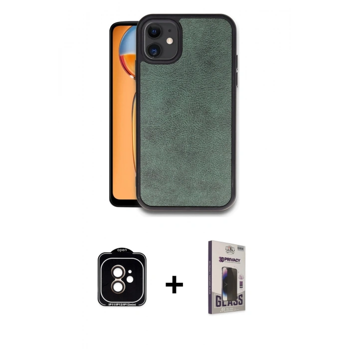 MARSİLYAN™- iPhone 11 Kılıf Kıvılcım Işık Serisi - Siyah Bilvis Hayalet Cam Ekran Koruyucu + PVD Metal Kamera Lens - TU