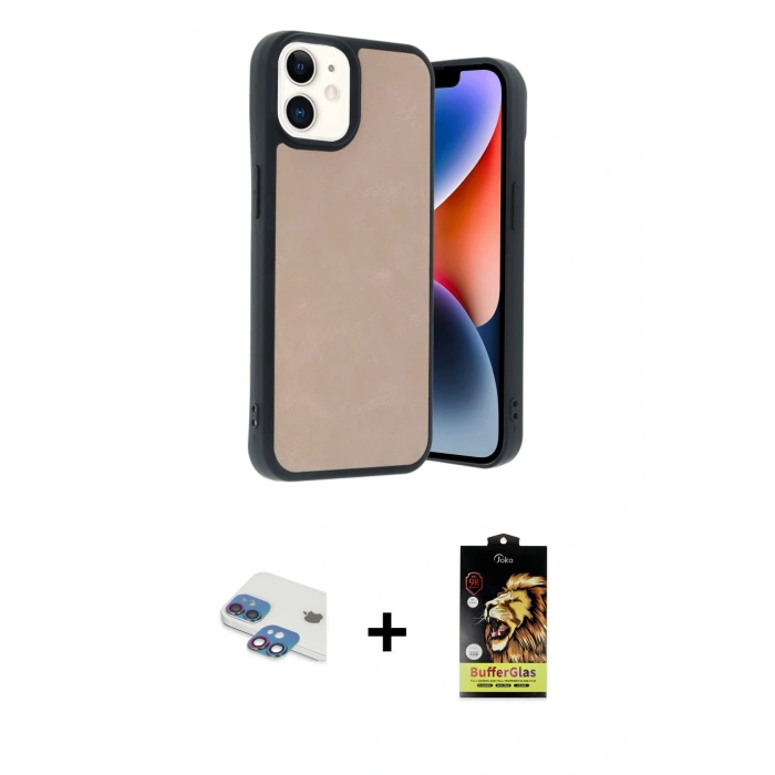 MARSİLYAN™- iPhone 11 Kılıf Kıvılcım Işık Serisi - Siyah Buffer Cam Ekran Koruyucu + Pers Alüminyum Kamera Lens - GI
