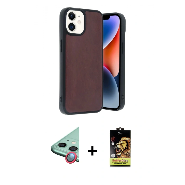 MARSİLYAN™- iPhone 11 Kılıf Kıvılcım Işık Serisi - Siyah Buffer Cam Ekran Koruyucu + Raze Metal Kamera Lens - KI