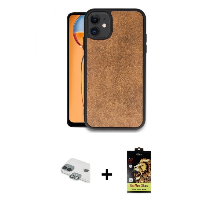 MARSİLYAN™- iPhone 11 Kılıf Kıvılcım Işık Serisi - Siyah Buffer Cam Ekran Koruyucu + Pers Alüminyum Kamera Lens - YL