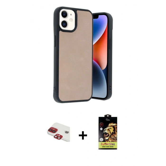 MARSİLYAN™- iPhone 11 Kılıf Kıvılcım Işık Serisi - Siyah Buffer Cam Ekran Koruyucu + Pers Alüminyum Kamera Lens - KI