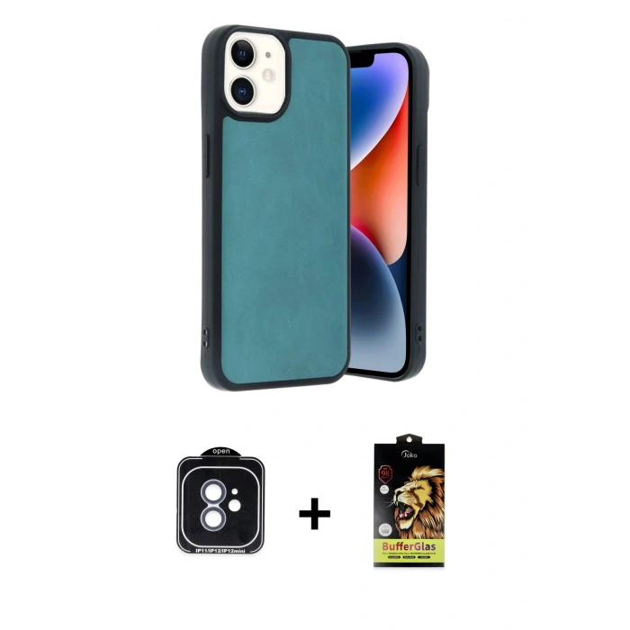 MARSİLYAN™- iPhone 11 Kılıf Kıvılcım Işık Serisi - Siyah Buffer Cam Ekran Koruyucu + PVD Metal Kamera Lens - MI