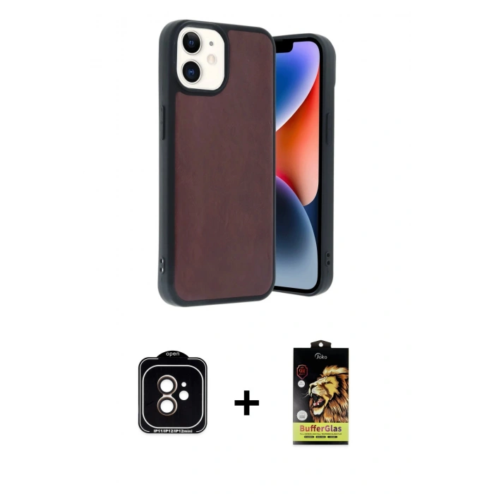 MARSİLYAN™- iPhone 11 Kılıf Kıvılcım Işık Serisi - Siyah Buffer Cam Ekran Koruyucu + PVD Metal Kamera Lens - TU