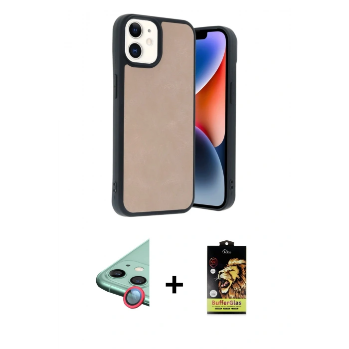 MARSİLYAN™- iPhone 11 Kılıf Kıvılcım Işık Serisi - Siyah Buffer Cam Ekran Koruyucu + Raze Metal Kamera Lens - KI