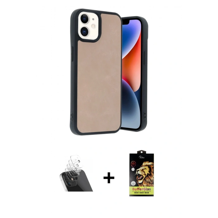 MARSİLYAN™- iPhone 11 Kılıf Kıvılcım Işık Serisi - Siyah Buffer Cam Ekran Koruyucu + Kamera Lens Koruma Cam - SF