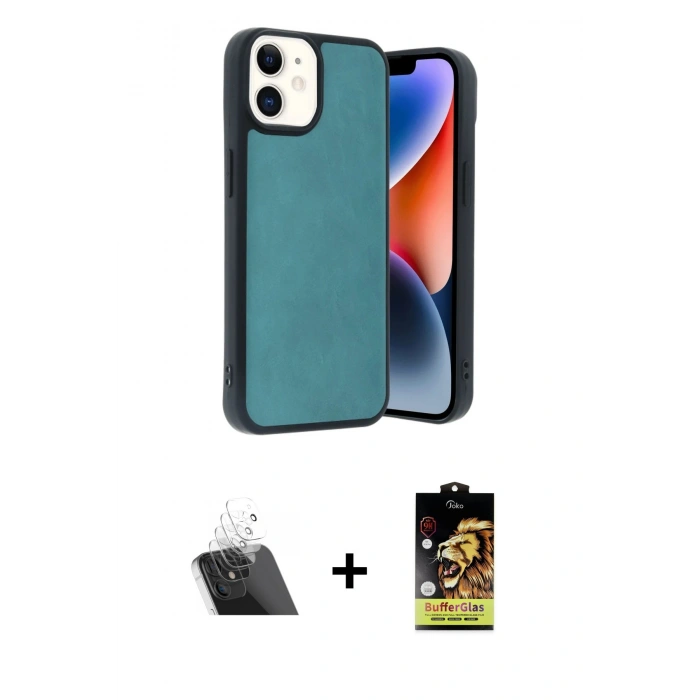 MARSİLYAN™- iPhone 11 Kılıf Kıvılcım Işık Serisi - Siyah Buffer Cam Ekran Koruyucu + Kamera Lens Koruma Cam - SF
