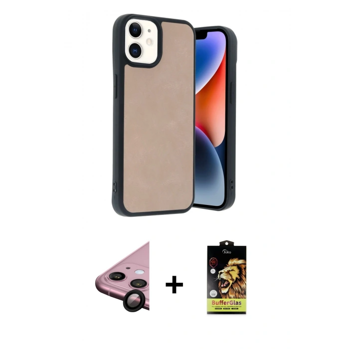 MARSİLYAN™- iPhone 11 Kılıf Kıvılcım Işık Serisi - Siyah Buffer Cam Ekran Koruyucu + Raze Metal Kamera Lens - SH