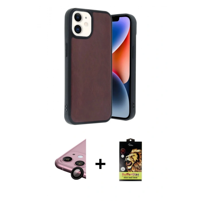 MARSİLYAN™- iPhone 11 Kılıf Kıvılcım Işık Serisi - Siyah Buffer Cam Ekran Koruyucu + Raze Metal Kamera Lens - SH