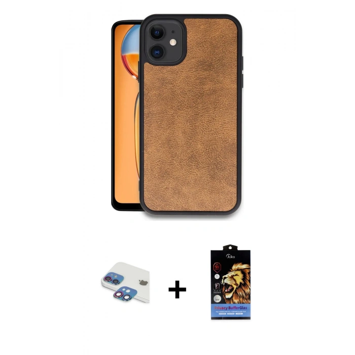 MARSİLYAN™- iPhone 11 Kılıf Kıvılcım Işık Serisi - Siyah Buffer Hayalet Cam Ekran Koruyucu + Pers Alüminyum Kamera Lens - GI