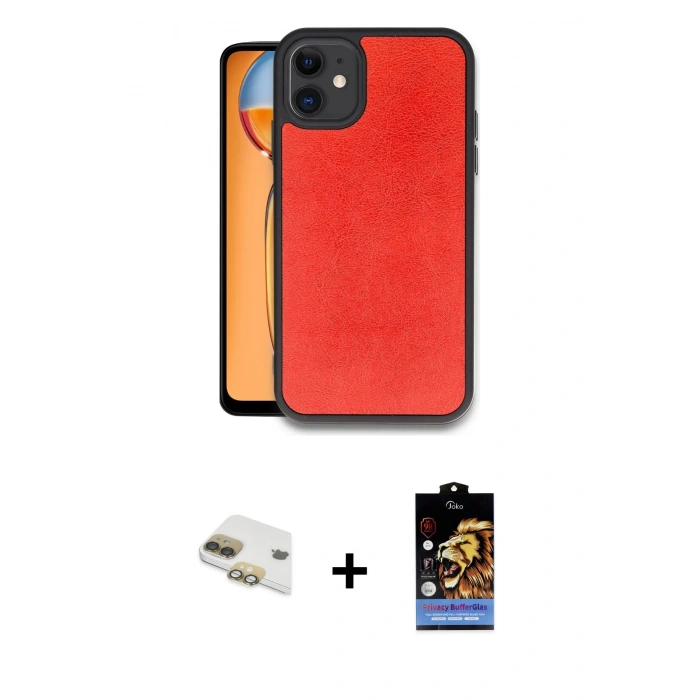 MARSİLYAN™- iPhone 11 Kılıf Kıvılcım Işık Serisi - Siyah Buffer Hayalet Cam Ekran Koruyucu + Pers Alüminyum Kamera Lens - GD