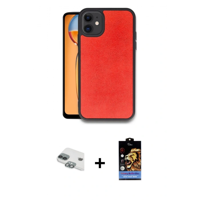 MARSİLYAN™- iPhone 11 Kılıf Kıvılcım Işık Serisi - Siyah Buffer Hayalet Cam Ekran Koruyucu + Pers Alüminyum Kamera Lens - YL