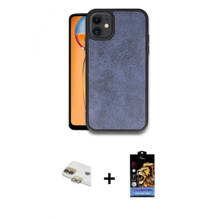 MARSİLYAN™- iPhone 11 Kılıf Kıvılcım Işık Serisi - Siyah Buffer Hayalet Cam Ekran Koruyucu + Pers Alüminyum Kamera Lens - GD