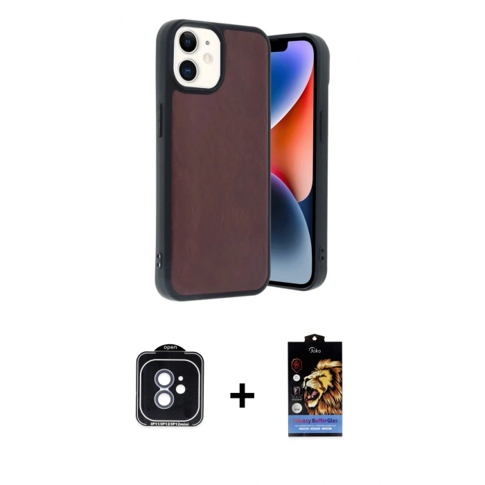 MARSİLYAN™- iPhone 11 Kılıf Kıvılcım Işık Serisi - Siyah Buffer Hayalet Cam Ekran Koruyucu + PVD Metal Kamera Lens - MI