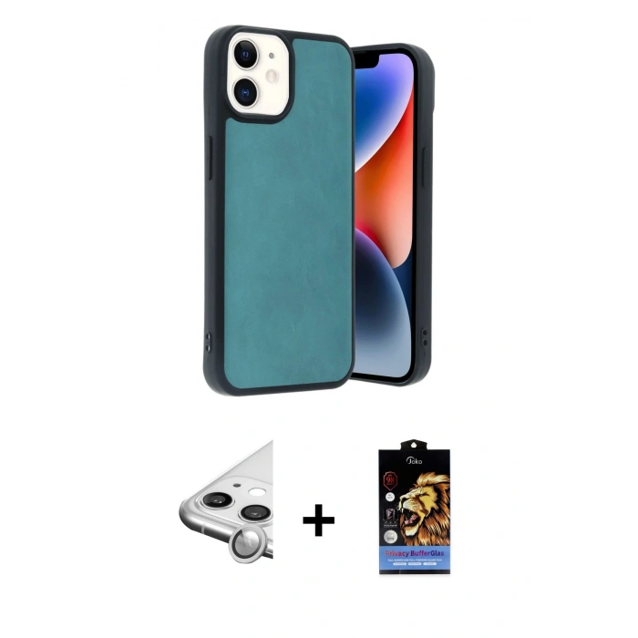 MARSİLYAN™- iPhone 11 Kılıf Kıvılcım Işık Serisi - Siyah Buffer Hayalet Cam Ekran Koruyucu + Raze Metal Kamera Lens - GS