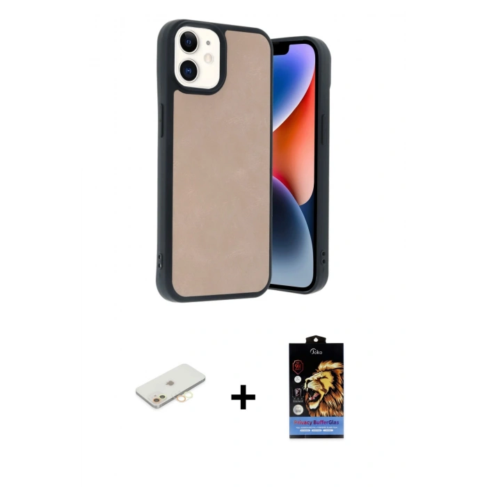 MARSİLYAN™- iPhone 11 Kılıf Kıvılcım Işık Serisi - Siyah Buffer Hayalet Cam Ekran Koruyucu + Renkli Kamera Lens Koruma Cam - SI