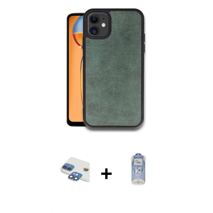 MARSİLYAN™- iPhone 11 Kılıf Kıvılcım Işık Serisi - Siyah Joko Magic 5D Cam + Pers Alüminyum Kamera Lens - GI