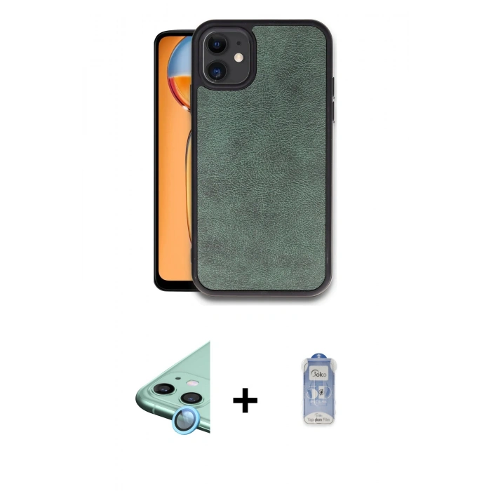 MARSİLYAN™- iPhone 11 Kılıf Kıvılcım Işık Serisi - Siyah Joko Magic 5D Cam + Raze Metal Kamera Lens - MI