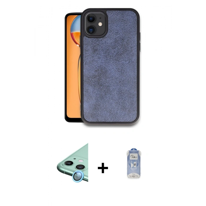 MARSİLYAN™- iPhone 11 Kılıf Kıvılcım Işık Serisi - Siyah Joko Magic 5D Cam + Raze Metal Kamera Lens - MI